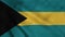 Bahamas national flag waving with fabric texture fluttering in wind in a seamless loop in slow motion