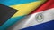 Bahamas and Paraguay two flags textile cloth, fabric texture