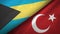 Bahamas and Turkey two flags textile cloth, fabric texture