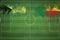 Bahamas vs Benin Soccer Match, national colors, national flags, soccer field, football game, Copy space