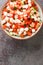 Bahamian conch seafood ceviche closeup on the plate. vertical top view