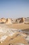 Bahariya landscape with lime stone rock formations. Desert nature. Wilderness exploring.