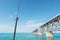 Bahia Honda State Park, Florida Keys.  Fishing pole in front of old overseas highway bridge