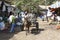 Bahir Dar, Ethiopia, February 14 2015: An old couple drives their donkey carriage through a market