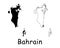 Bahrain Country Map. Black silhouette and outline isolated on white background. EPS Vector