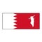 Bahrain Flag rectangle with map within on isolated white for Middle East or Arabian Gulf push button concepts.