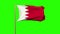 Bahrain flag waving in the wind. Green screen