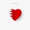 Bahrain heart shaped flag. Origami paper cut Bahraini national banner