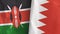 Bahrain and Kenya two flags textile cloth 3D rendering