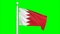 Bahrain national flag waving on green screen