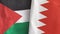 Bahrain and Palestine two flags textile cloth 3D rendering
