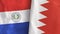 Bahrain and Paraguay two flags textile cloth 3D rendering