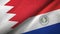 Bahrain and Paraguay two flags textile cloth, fabric texture