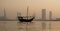Bahrain traditional fishing boat sailing at sea.
