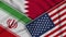 Bahrain United States of America Iran Flags Together Fabric Texture Illustration