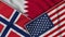 Bahrain United States of America Norway Flags Together Fabric Texture Illustration