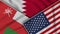 Bahrain United States of America Oman Flags Together Fabric Texture Illustration