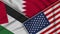 Bahrain United States of America Palestine Flags Together Fabric Texture Illustration