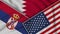 Bahrain United States of America Serbia Flags Together Fabric Texture Illustration