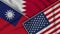 Bahrain United States of America Taiwan Flags Together Fabric Texture Illustration