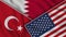 Bahrain United States of America Turkey Flags Together Fabric Texture Illustration