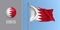 Bahrain waving flag on flagpole and round icon vector illustration