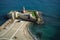 Baia, Naples, Italy. Lighthouse beach from the terrace of the Aragonese castle