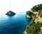 Baia Saraceni and Bergeggi island on Mediterranean sea coast, Liguria