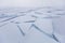 Baikal Lake, cracks in ice. Ice floes. Winter