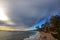 Baikal Lake in December. Water and ice