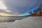 Baikal Lake in December. Water and ice