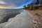 Baikal Lake in December. Water and ice