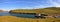 Baikal Lake in Summer. Top view of the Strait Olkhonskie Vorota and regular passenger ferry to the island of Olkhon