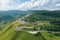 The Baikal serpentine road - aerial view of natural mountain valley with serpantine road, Trans-Siberian Highway, Russia