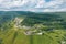 The Baikal serpentine road - aerial view of natural mountain valley with serpantine road, Trans-Siberian Highway, Russia