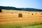 Bails of hay on farm land