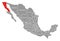 Baja California red highlighted in map of Mexico