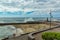 Bajamar, Tenerife, Spain, 22, June, 2015: View from the coast of the Punta Larga lighthouse. Sand beach near natural sea water