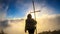 Bajawa - Girl standing on top of a volcano, surrounded by clouds