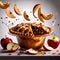 Baked apple pie dessert, fruit snack, dynamic food photo