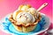 Baked apple strudel pie ice cream dessert food designer plate
