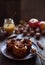 Baked apples sweet healthy dessert with nuts and raisins