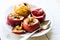 Baked apples with walnuts and honey, autumn food
