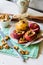 Baked apples with walnuts and honey, autumn food