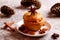 Baked apples with walnuts and honey, autumn food,healthy food