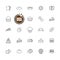 Baked bakery bread icons line set