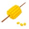 Baked or boiled corn on wooden stick food