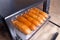 Baked bread in electric oven