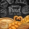 Baked bread and pastry chalkboard sketch vector