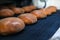 Baked Breads on the production line at the bakery